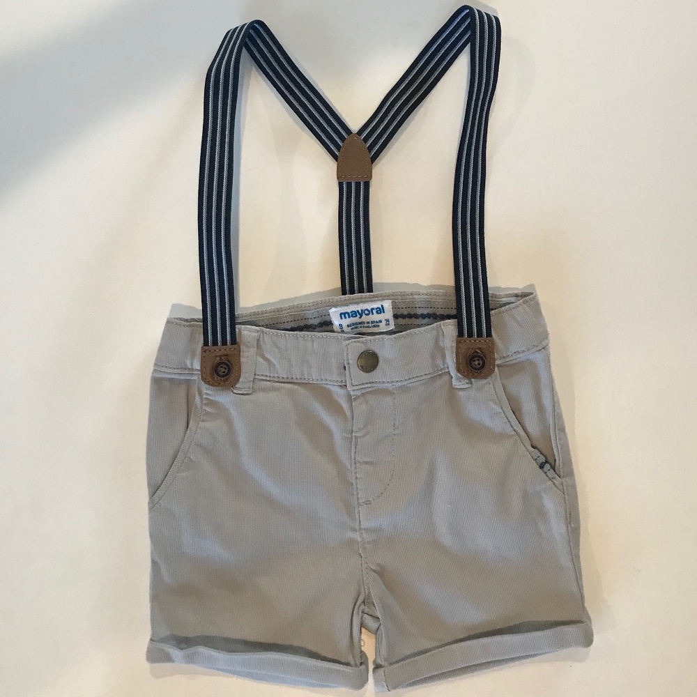 Dapper shorts with removable suspenders.
